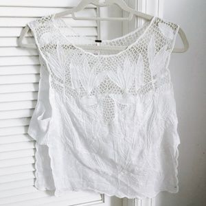 FREE PEOPLE SIDE CUT OUT WHITE BEACH TOP